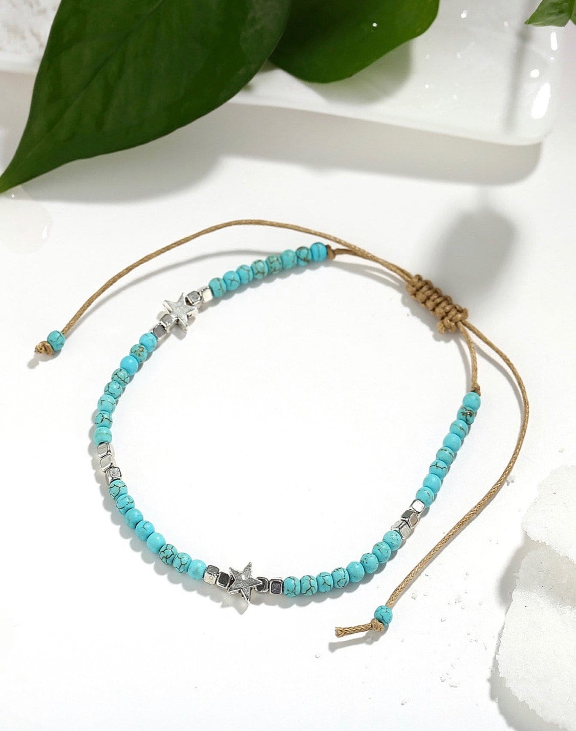 Caribbean Blue Bead & Star Anklet