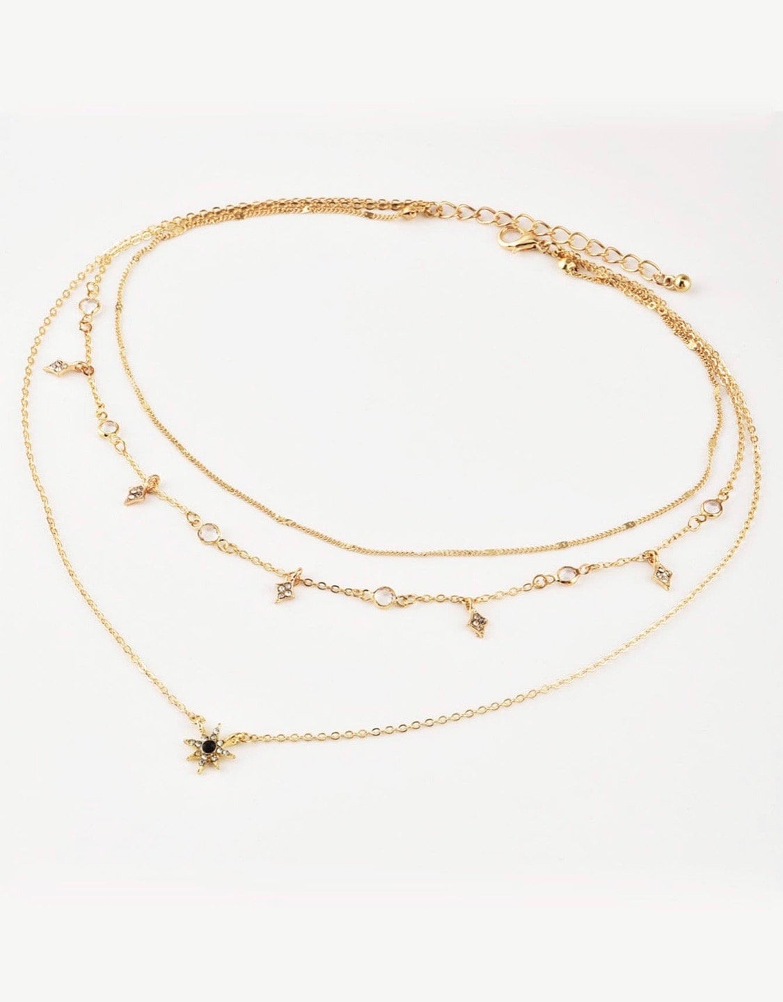 Layered Chain Necklace w/ Star Charm, Layered Necklace, Gold Charm Necklace, Homecoming Jewelry, Prom Jewelry, Wedding Jewelry, Star Charm