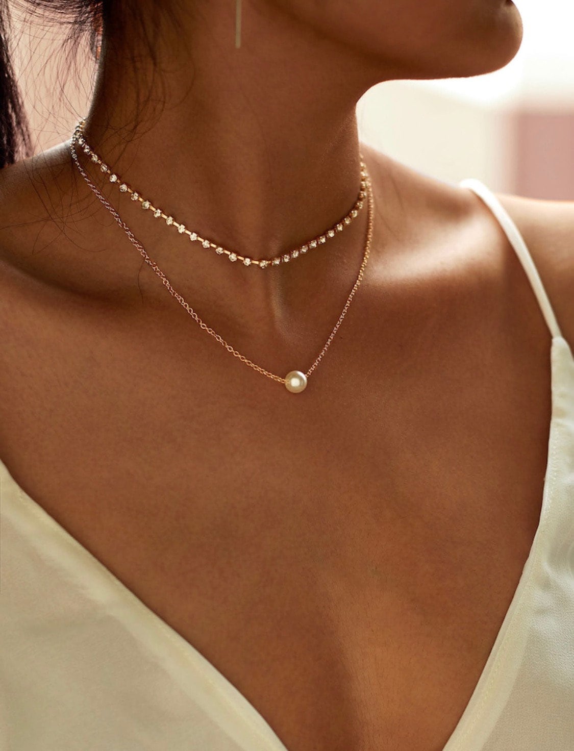 2 pc. Pearl Necklace & Rhinestone Choker, Pearl Necklace, Rhinestone Necklace, Homecoming Dance, Homecoming Necklace, Homecoming Jewelry