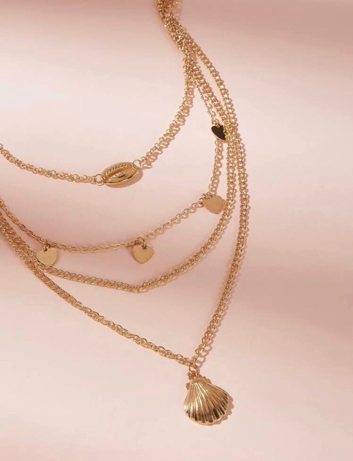 Layered Heart Necklace - Beach Jewelry - Beachlifejewelryco