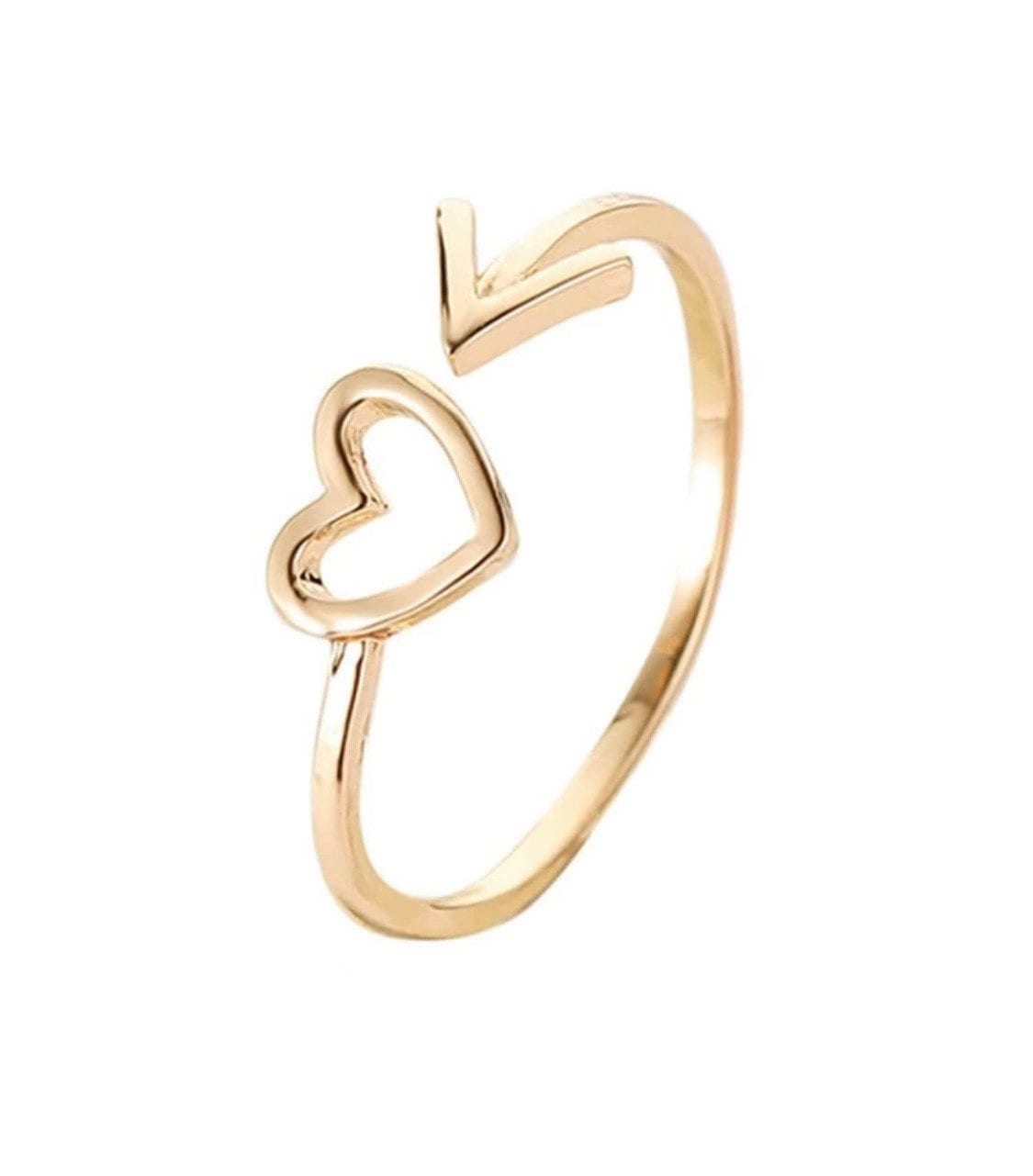 Follow Your Heart Ring, Gold Heart and Arrow Ring, Ring For Girlfriend, Valentine's Day Jewelry, Valentines Day Gift, Gold Promise Ring