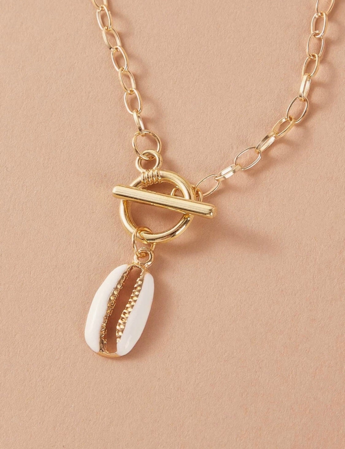 Shell Charm Necklace - Gold Chain Necklace - Beachlifejewelryco