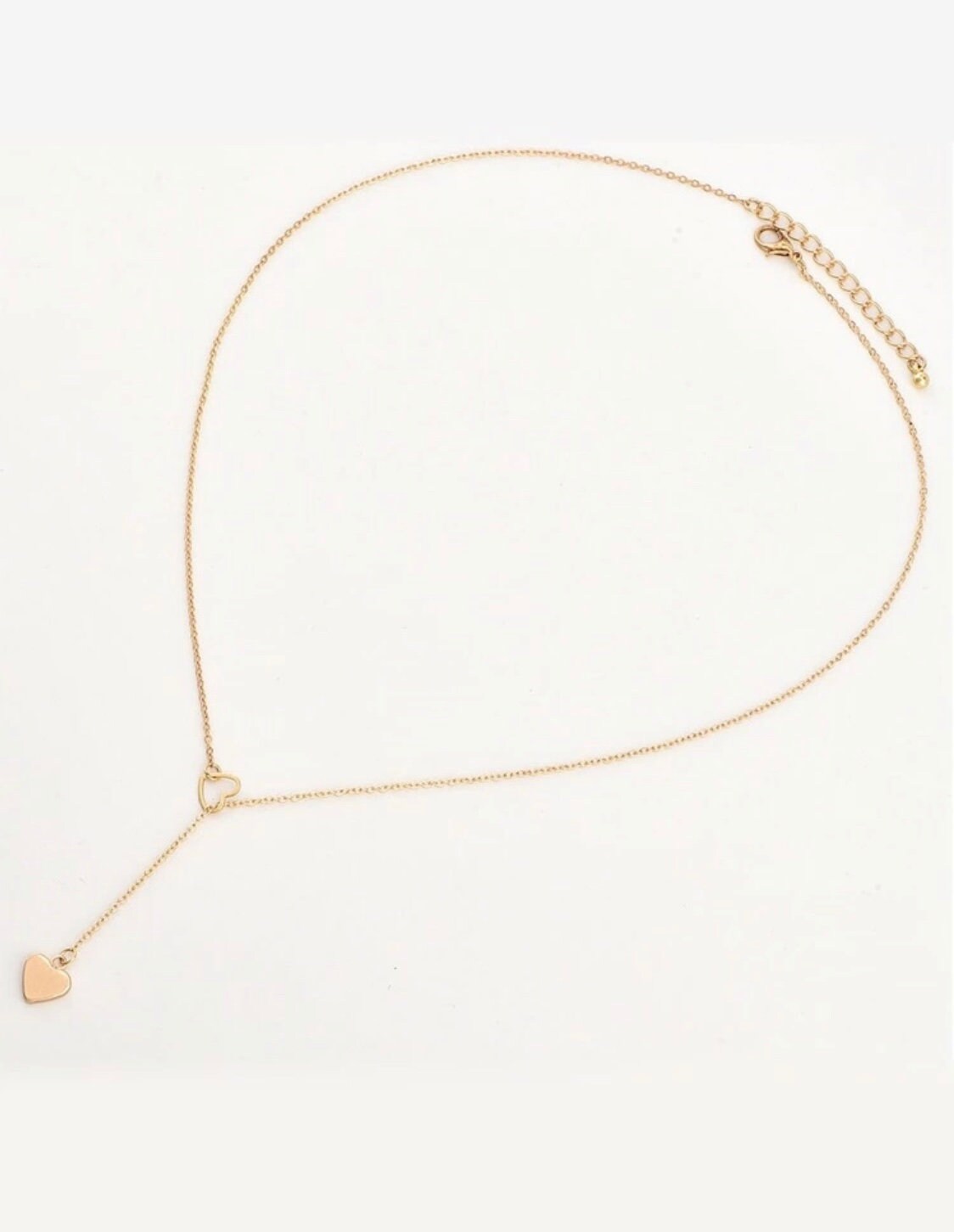 Heart of Gold Lariat Necklace, Gold Heart Lariat Necklace, Heart Charm Lariat Necklace, Her Anniversary Gift, Mothers Day Gift, Her Gift