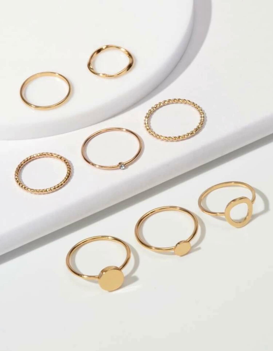 8 Piece Gold Ring Set, Gold Stackable Rings, Geometric Ring Set, Minimalist Ring Set, Everyday Rings, Gold Ring Gift Set, Her Jewelry Gift