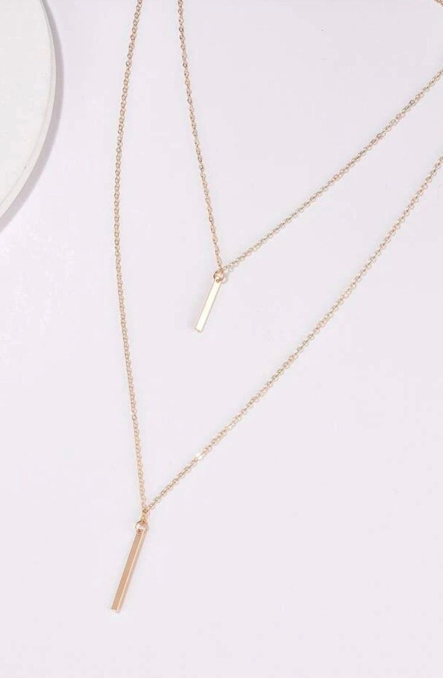 Gold Bar Layered Necklace, Multi Strand Necklace, Gold Layering Necklace, Trendy Gold Necklace, Long Multi Strand Necklace, Bar Necklace