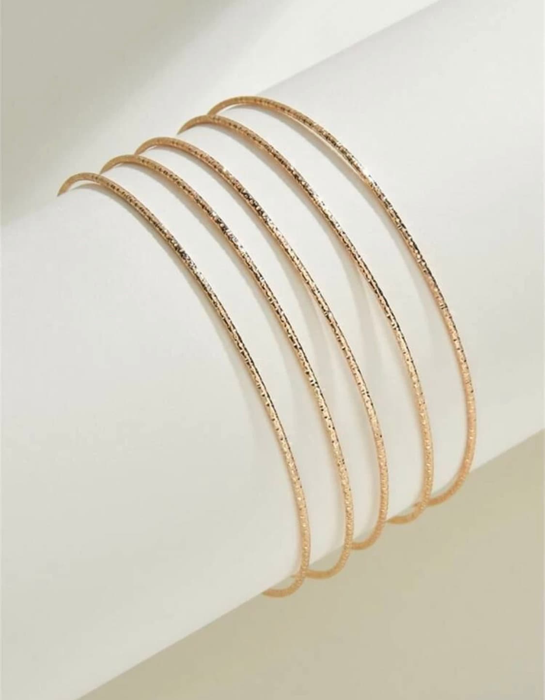 5 Piece Dainty Gold Bracelets, Minimalist Gold Bracelets, Classy Simple Bracelets, Everyday Bracelets, Pretty Dainty Bracelet Set