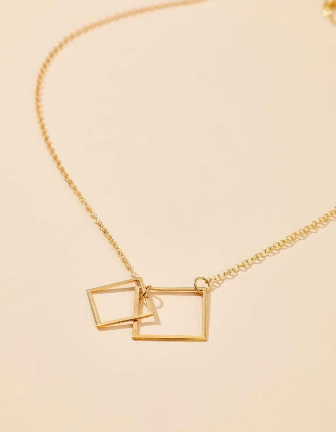 Eternity Interlocking Square Necklace, Gold Interlocking Square Necklace, Interlocking Square Necklace, Square Charm Necklace, Square Charm