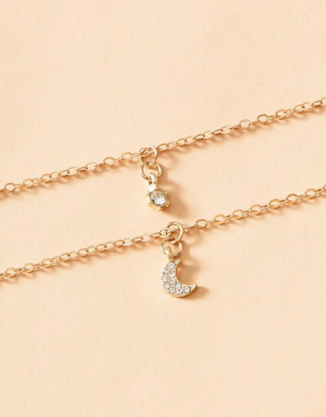 Multi Strand Rhinestone Charm Necklace