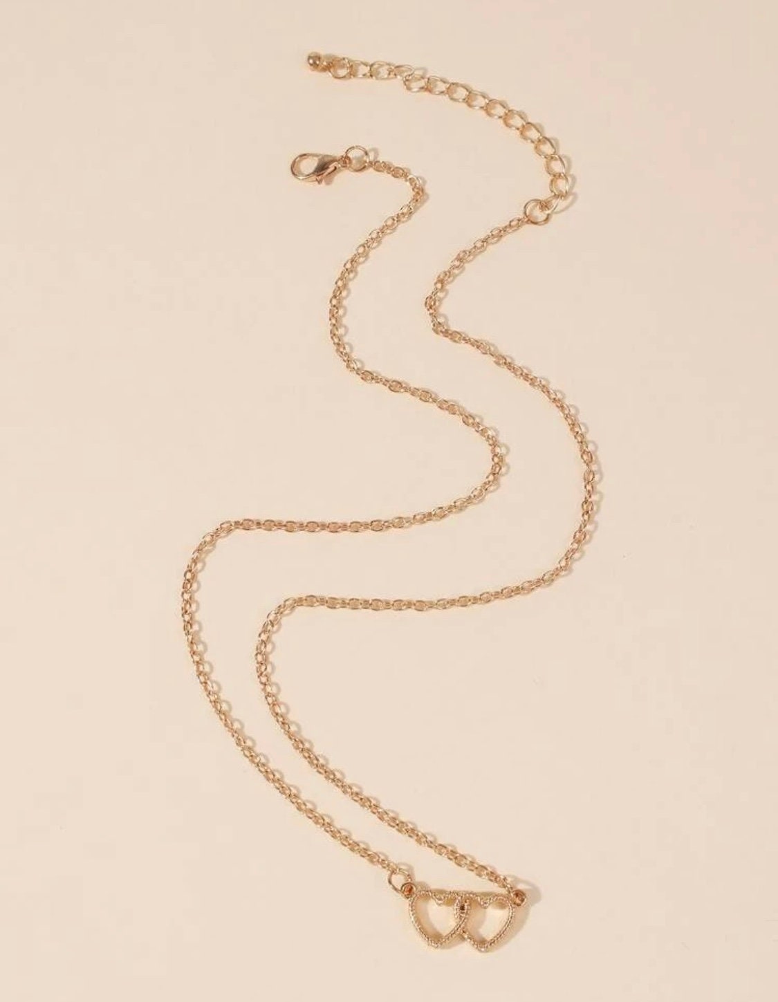 Double Heart Necklace - Gold Heart Necklace - Beachlifejewelryco