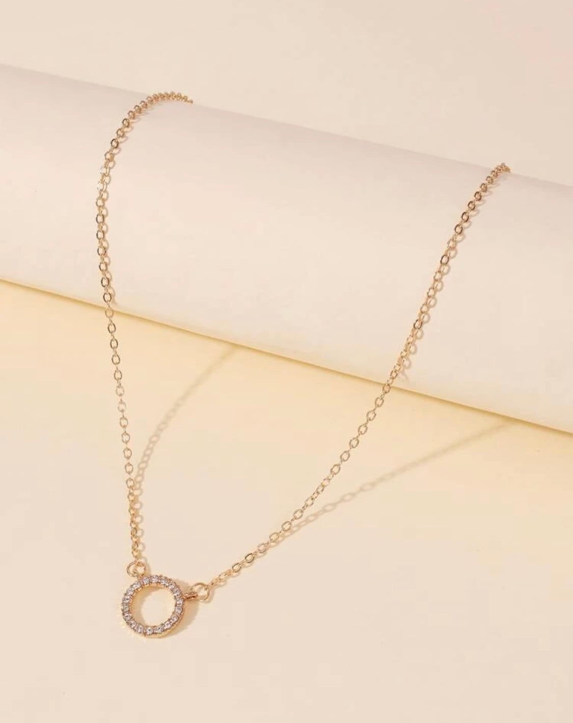 Circle Of Life Necklace, Gold Rhinestone Eternity Necklace, Gold Rhinestone Infinity Necklace, Jewelry Gift Idea, Rhinestone Circle Necklace