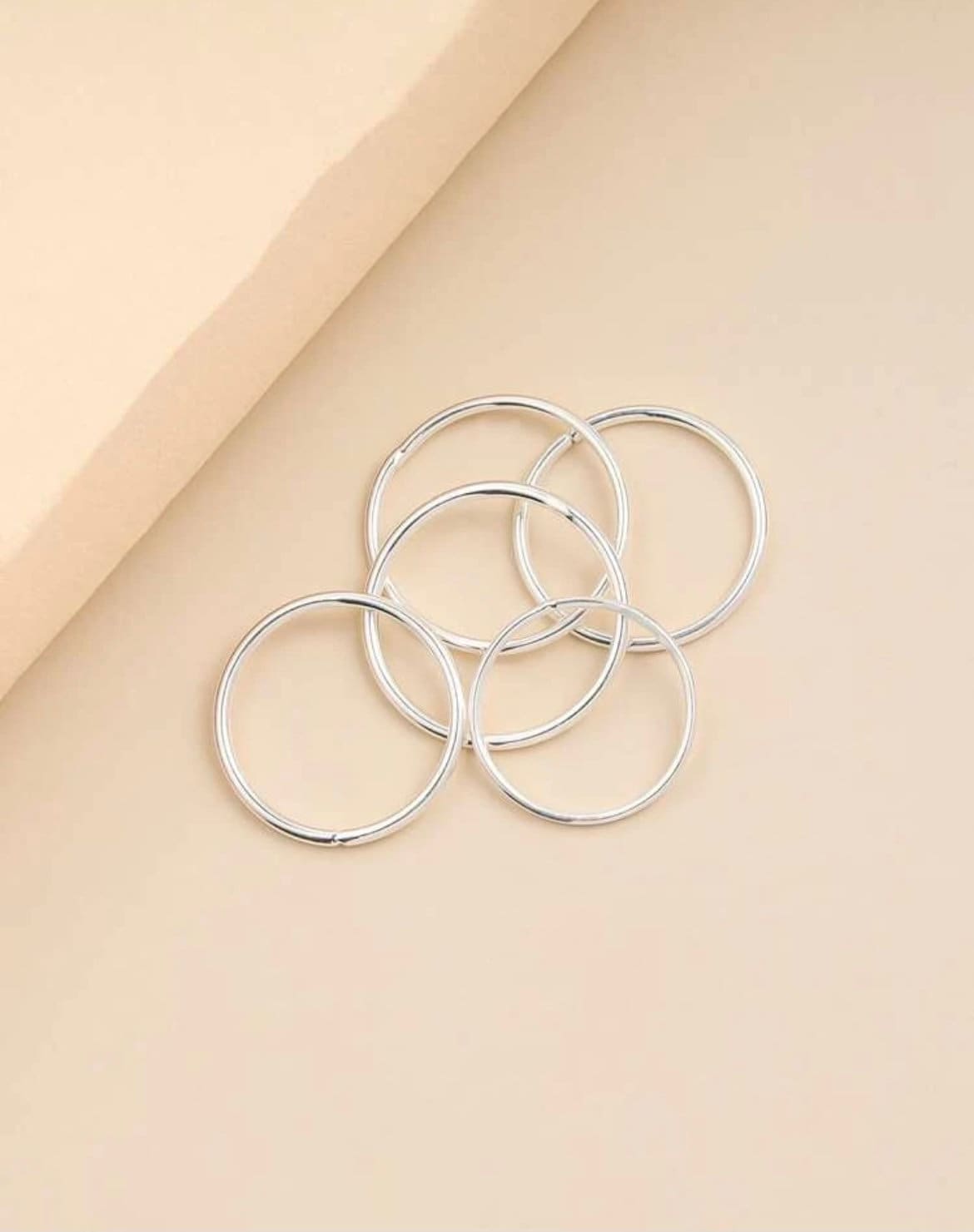 5 Piece Silver Minimalist Ring Set, Thin Silver Bands in Assorted Sizes, Silver Stackable Ring Set, Trendy Silver Rings, Dainty Silver Rings