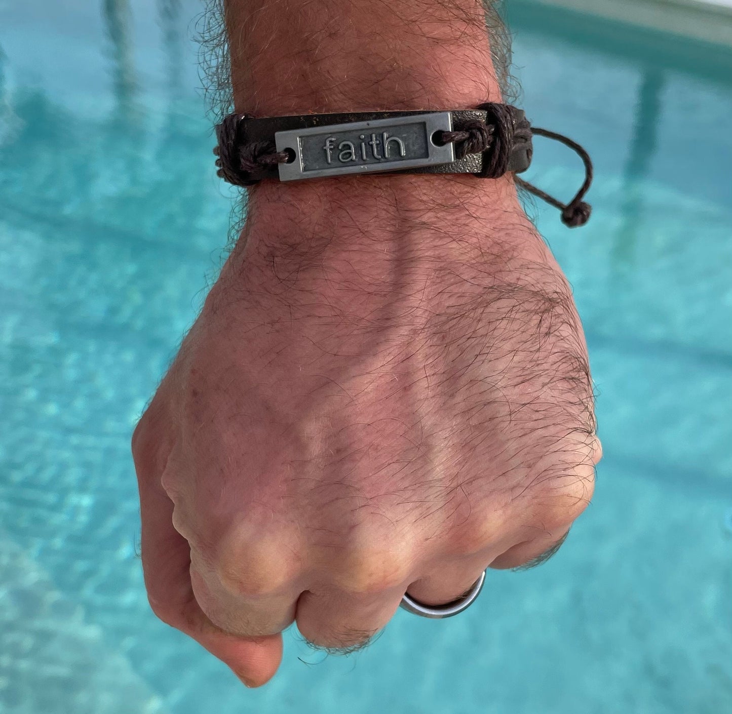 Leather Faith Bracelet, Mens Leather Bracelet, Fathers Day Gift Idea, Faith Jewelry For Men, Mens Faith Jewelry, Spiritual Gift For Him