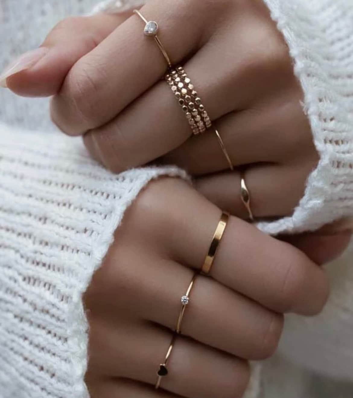 Stackable Gold Rings - Gold Heart Rings - Beachlifejewelryco