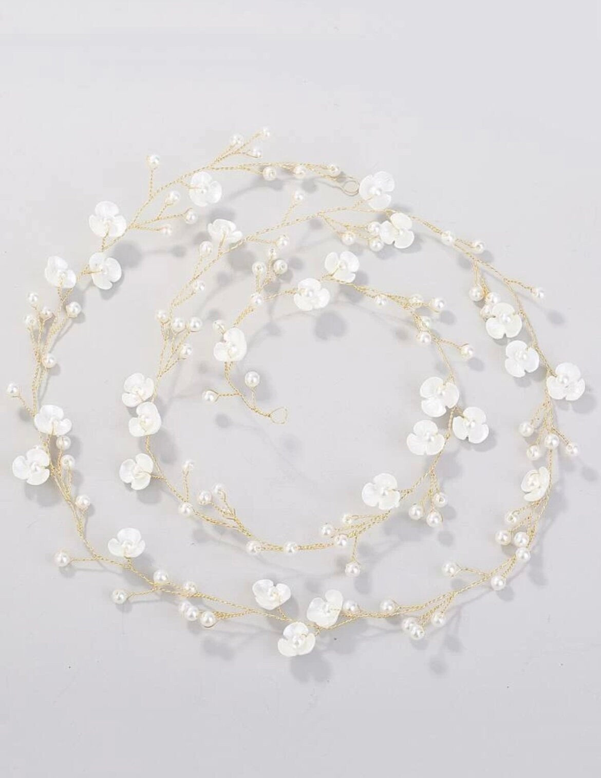 Floral Pearl Hair Vine in Gold