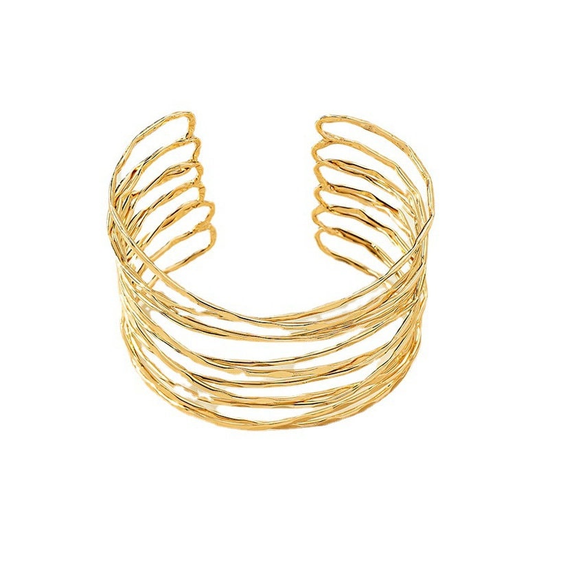 Gold Cuff Bracelet - Textured Gold Jewelry - Beachlifejewelryco