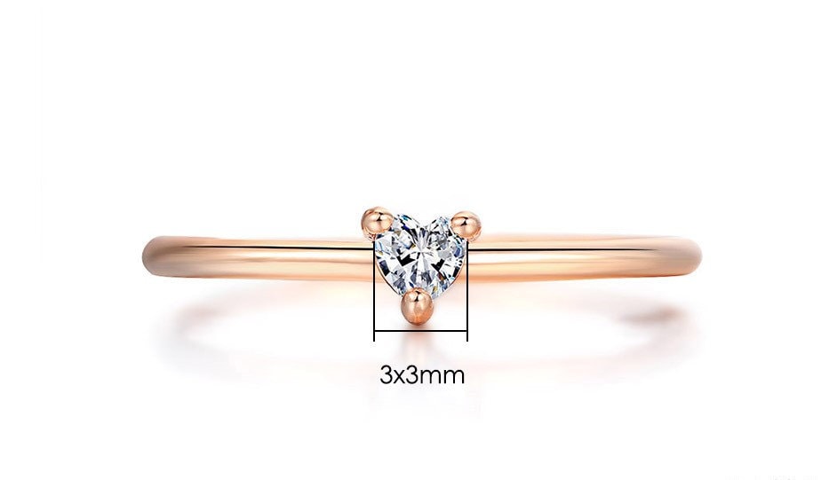 Dainty Diamond Heart Ring in Gold, Rose Gold or White Gold, Valentines Day Gift for Her, Valentines Day Gift for Girlfriend, Gift for Her