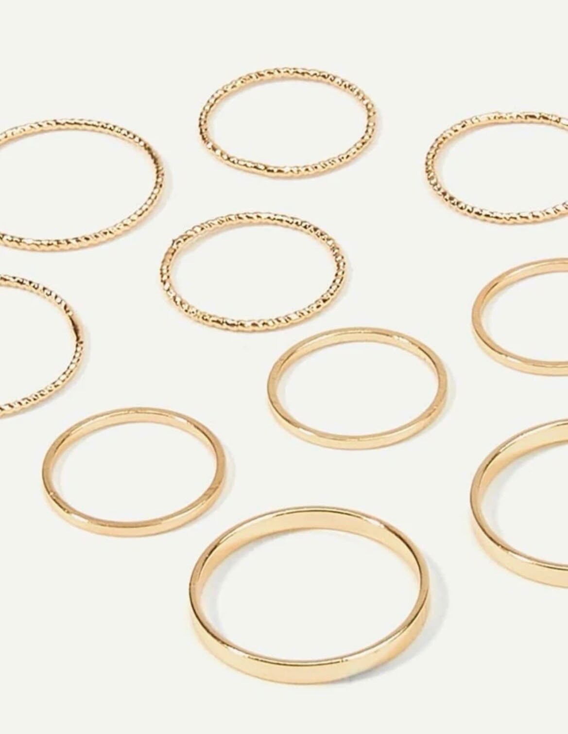 10 Piece Minimalist Ring Set, Gold Stacking Ring Set, Gold Minimalist Ring Set, Simple Gold Stacking Rings, Jewelry Gift Set, Dainty Rings