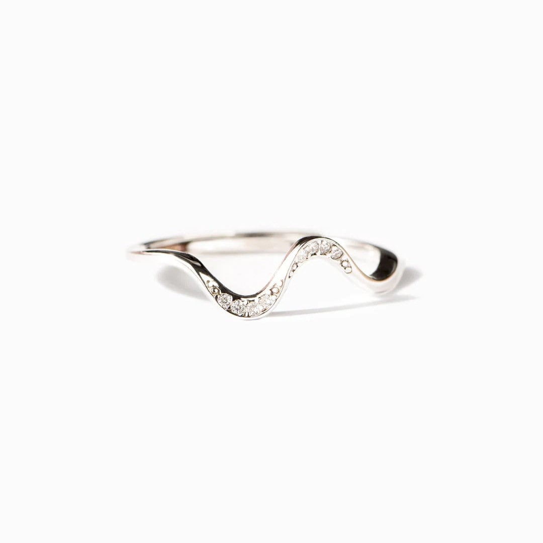 Adjustable White Gold Plated & Faux Diamond Wave Ring, Adjustable Wave Ring, Beach Lover Jewelry, Beach Obsessed Recipient Gift, Wave Ring