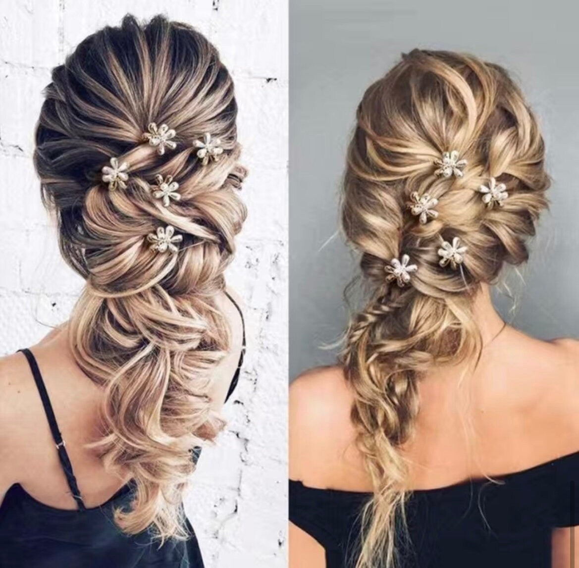 5 Floral Beaded Hair Clips, Brides Hair Accessories, Bridesmaids Hair Accessories, White Floral Beaded Hair Clips, Formal Event Hair Clips