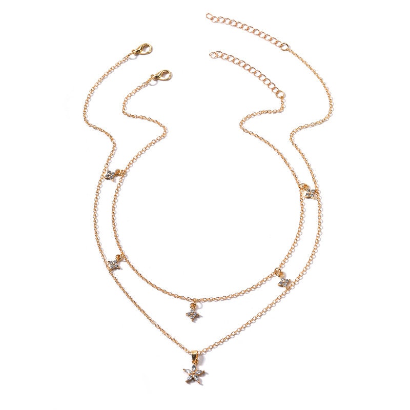 2 Piece Set Rhinestone Flower Necklaces, Rhinestone Flower Charm Necklaces, Homecoming Necklaces, Prom Necklaces, Formal Event Necklaces