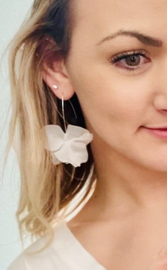 White Flower Petal Earrings