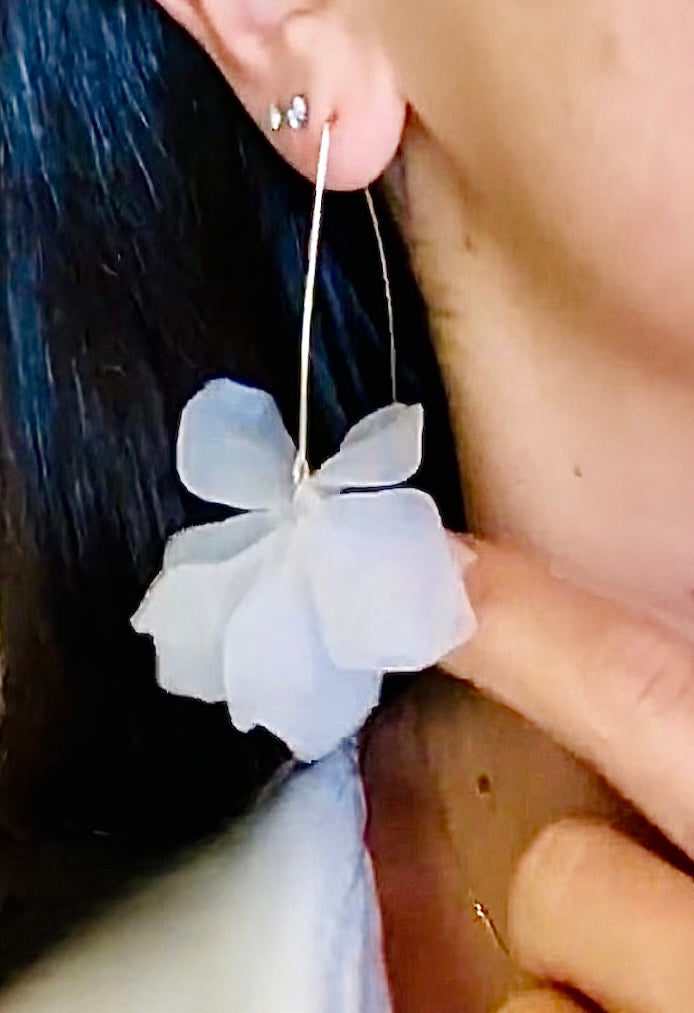 White Flower Petal Earrings