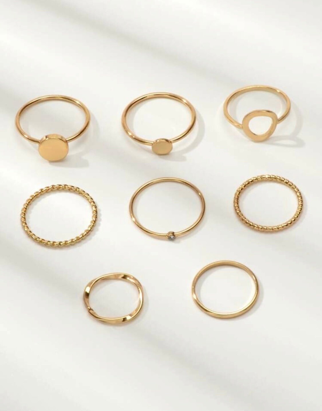 8 Piece Gold Ring Set, Gold Stackable Rings, Geometric Ring Set, Minimalist Ring Set, Everyday Rings, Gold Ring Gift Set, Her Jewelry Gift