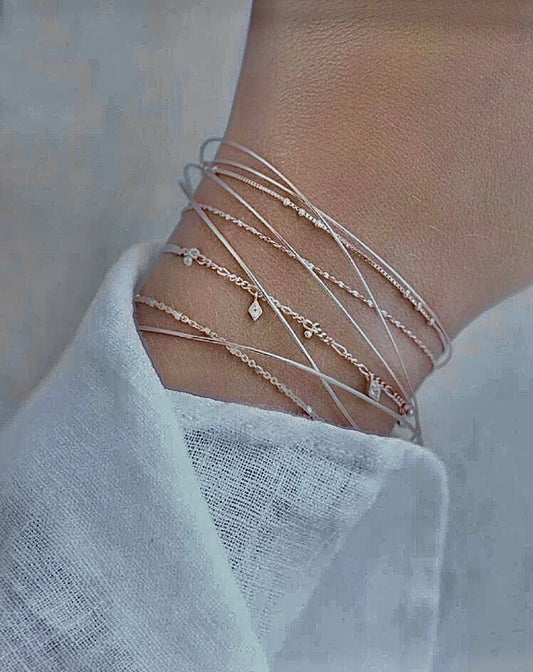 9 Piece Minimalist Silver Bracelet Set, Dainty Silver Bracelet Set, Pretty Bracelet Set, Simple Silver Bracelet Set, Delicate Bracelet Set