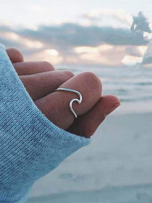 Ocean Wave Ring, Silver Wave Ring, Beach Jewelry, Minimalist Ring, Souvenir Jewelry, Gift for Beach Lover, Gift for Surfer, Ocean Wave Gift