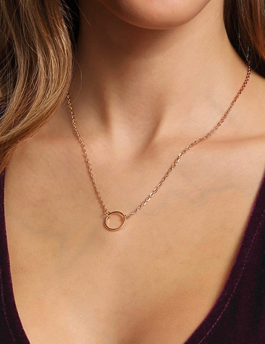 Gold Circle Pendant Necklace