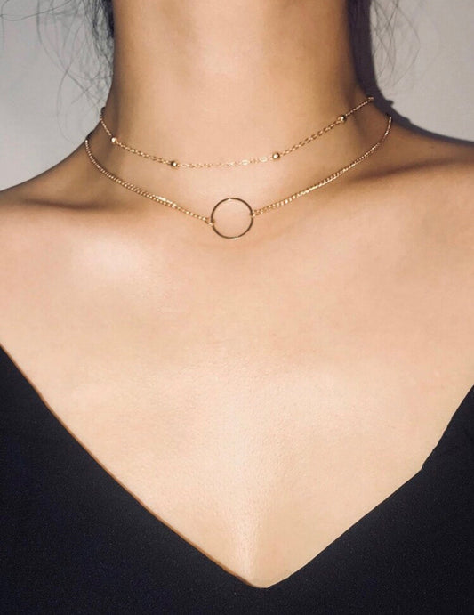 2 pc. Choker Necklace Set, Gold Necklaces, Choker Necklaces, Necklace Set, Circle Detail Necklace, Trendy Necklaces, Gold Choker Necklace