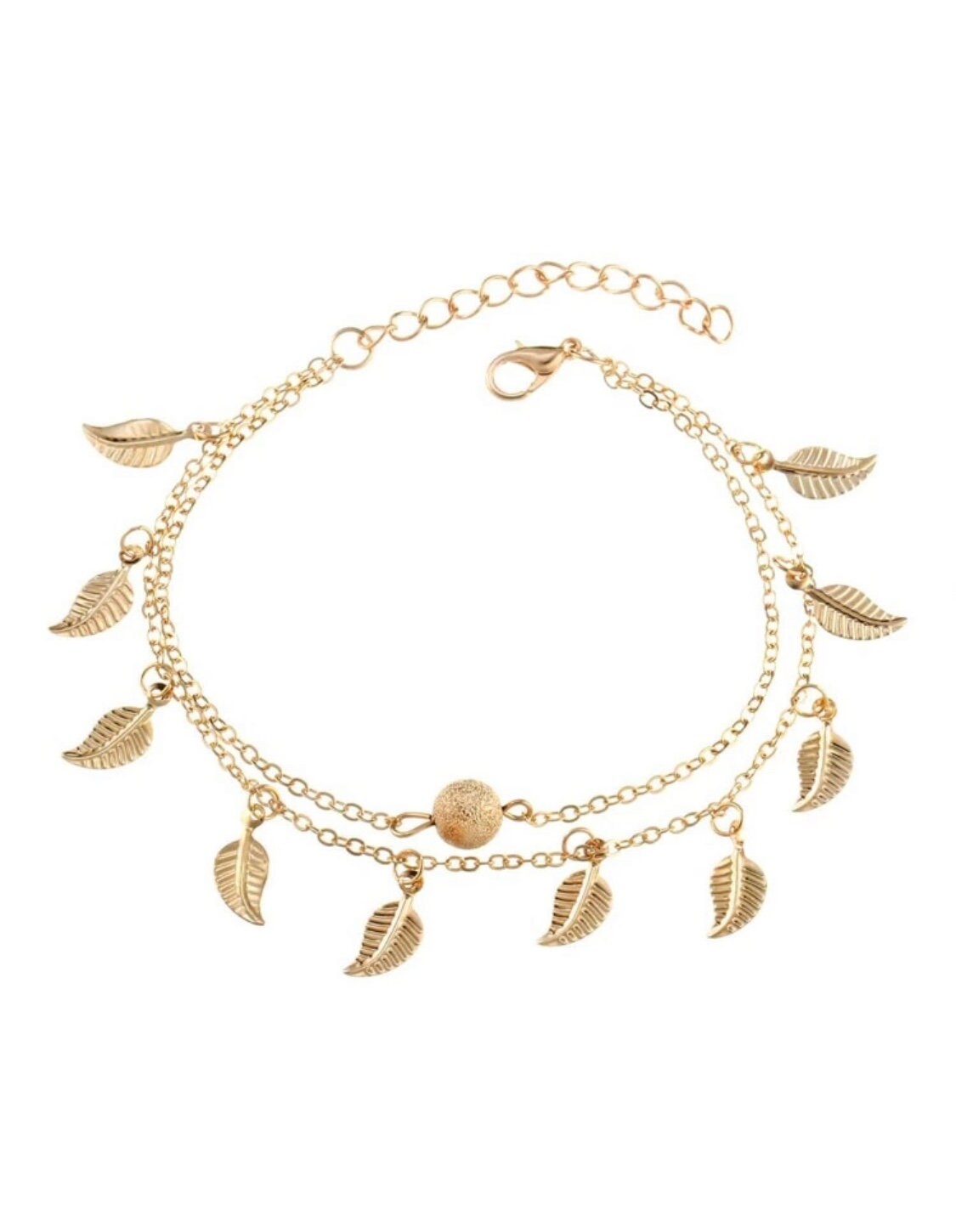 2 piece Gold Palm Frond Anklet