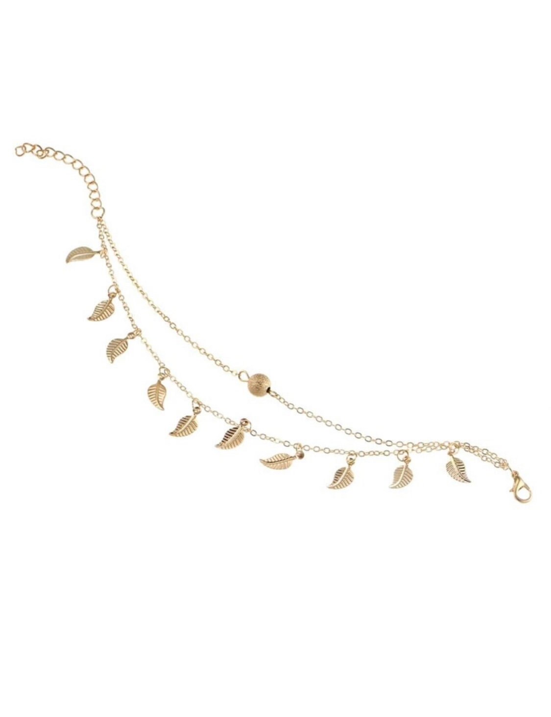 2 piece Gold Palm Frond Anklet