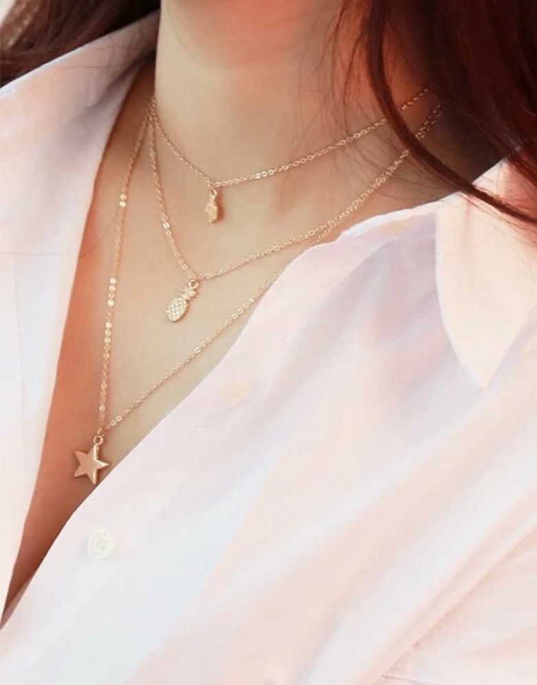 Gold Layered Charm Necklace