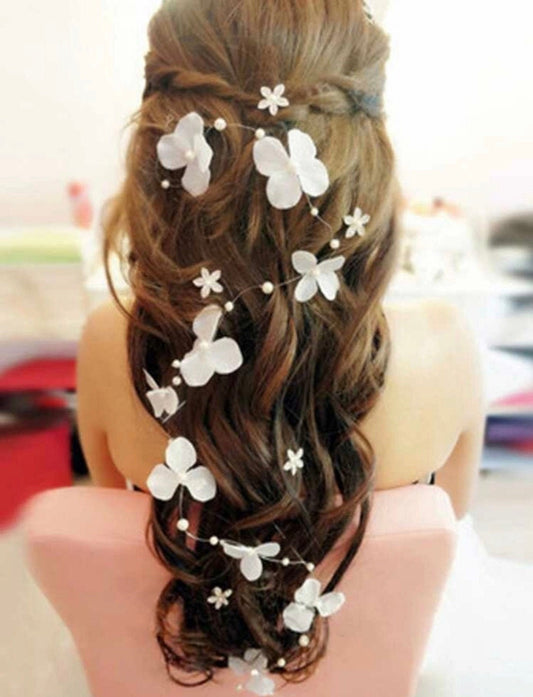 White Floral & Pearl Hair Vine, Bridesmaid Hair Accessory, Flower Girl Hair Accessory, Prom Hair Accessory, Brides Hair Accessory