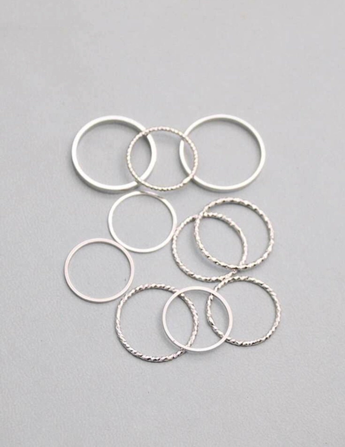 10 Piece Silver Minimalist Ring Set, Dainty Silver Ring Set, Simple Classic Silver Ring Set, Delicate Silver Ring Set, Silver Ring Stack