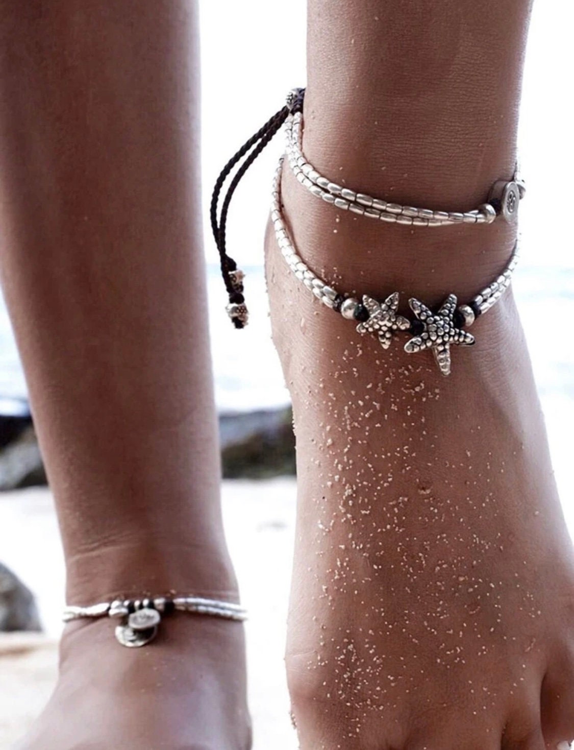 Starfish Charms & Beaded Anklets