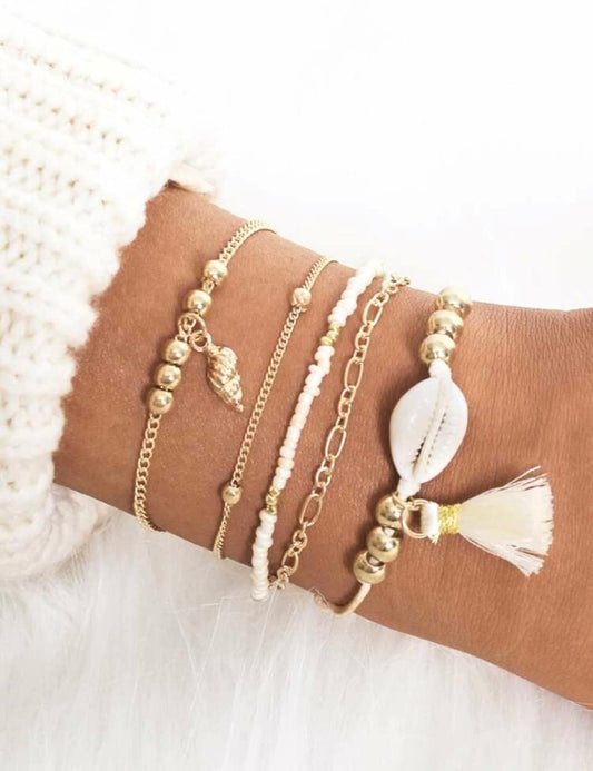 5 pc. Shell Charm Bracelet