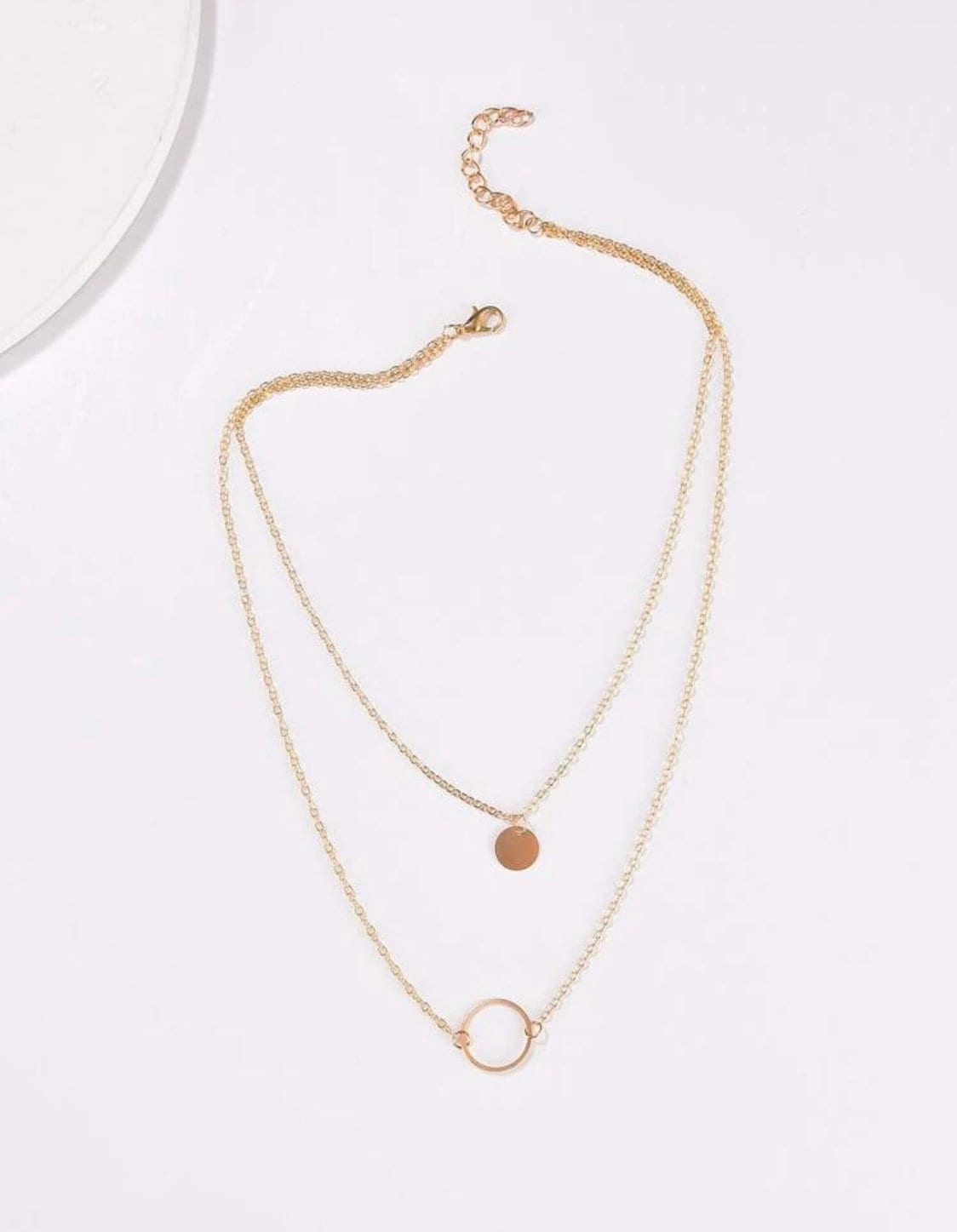 1 piece gold open circle & coin layered necklace