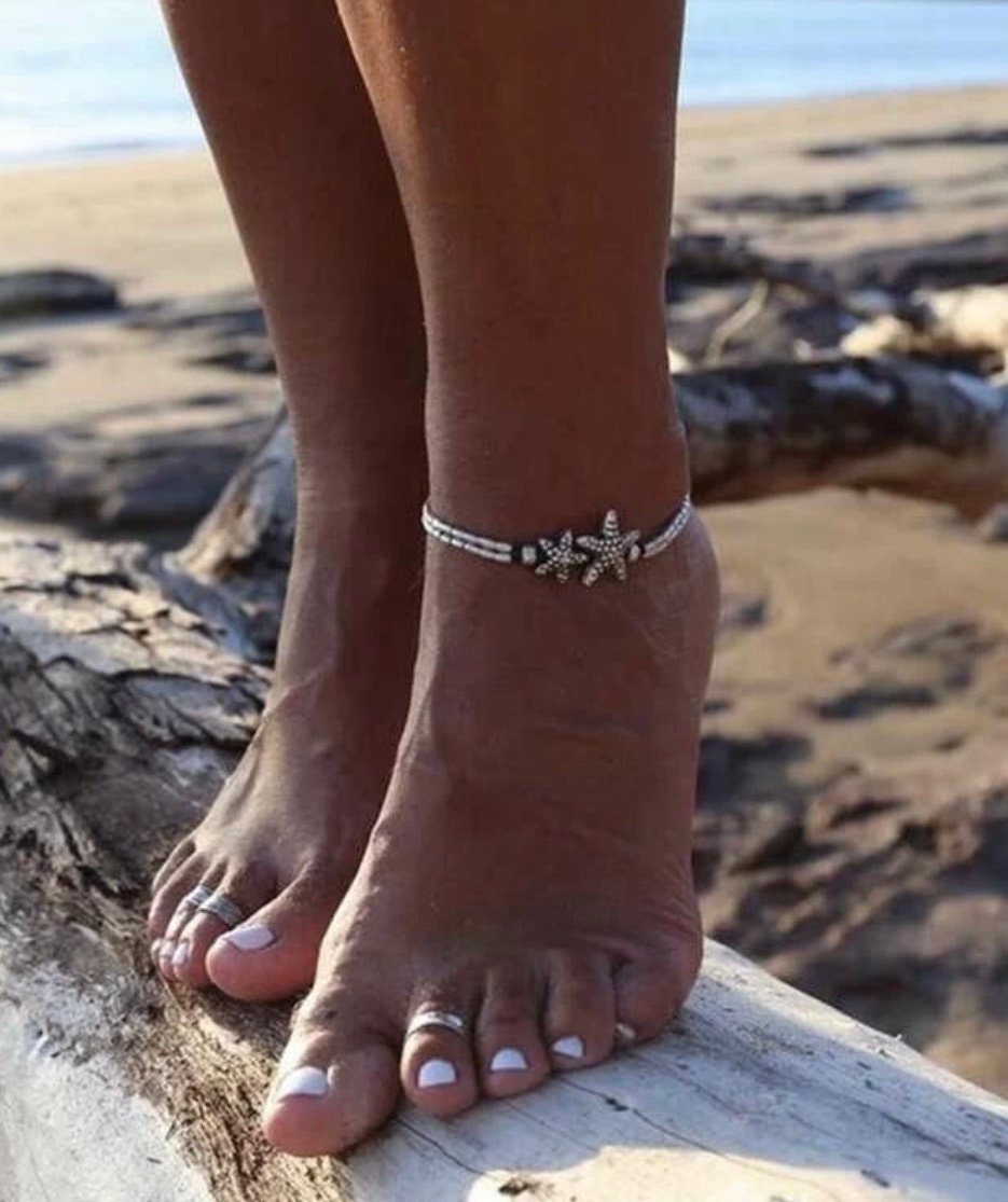 Starfish Charms & Beaded Anklets