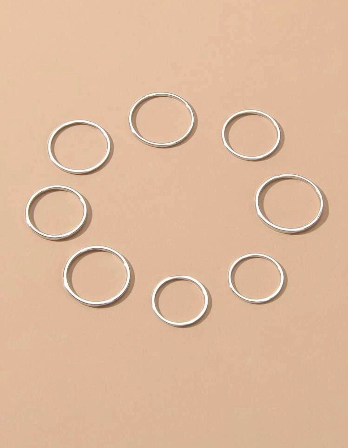 8 Piece Simple Silver Ring Set, Pretty Silver Rings, Classic Silver Rings, Dainty Silver Rings, Stackable Silver Rings, Trendy Silver Rings