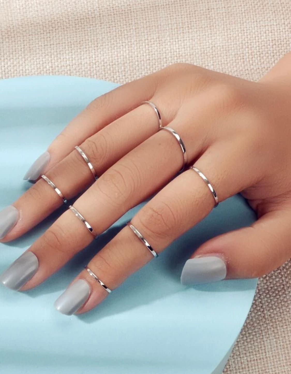 8 Piece Simple Silver Ring Set, Pretty Silver Rings, Classic Silver Rings, Dainty Silver Rings, Stackable Silver Rings, Trendy Silver Rings