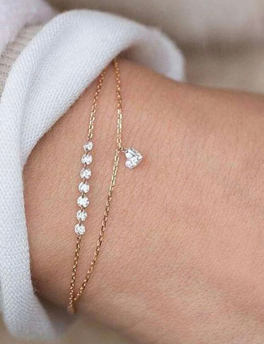 Crystal Heart Multi Strand Bracelet