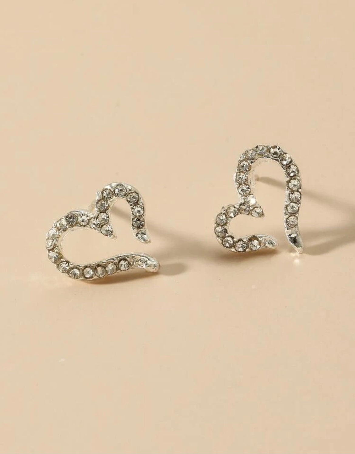 Rhinestone Heart Earrings, Silver Rhinestone Heart Earrings, Valentines Day Gift For Her, Her Valentines Day Gift, Her Anniversary Gift