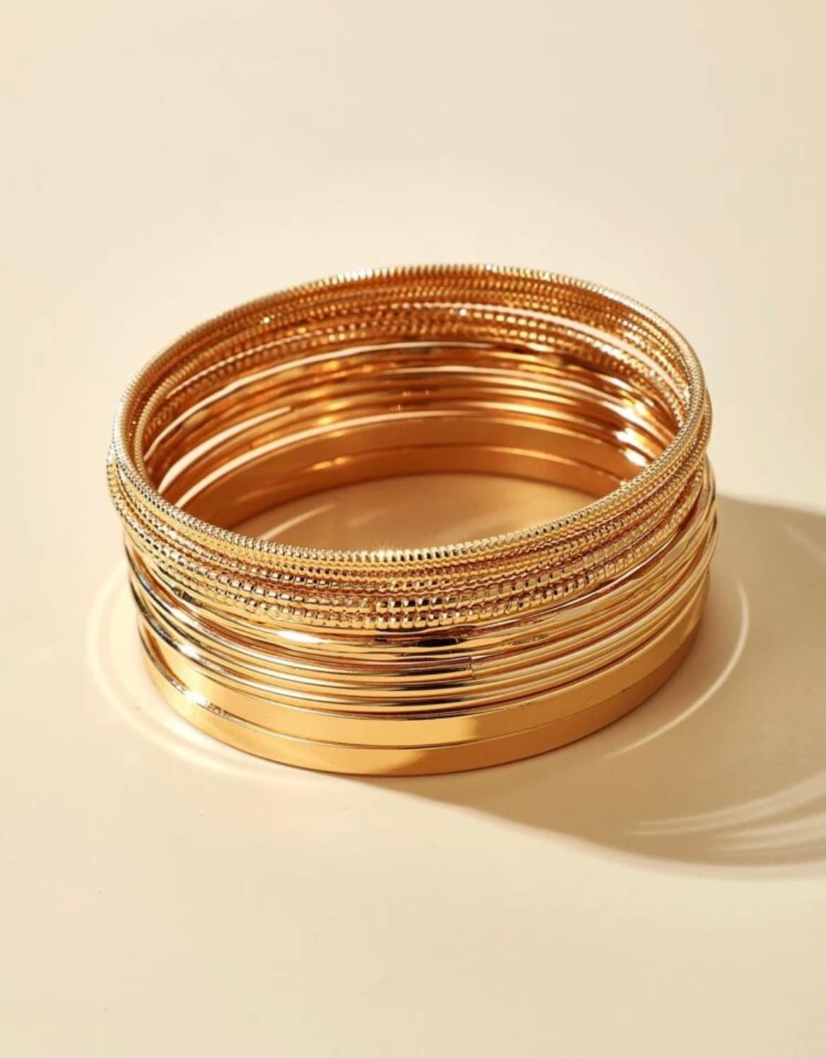 14 Piece Gold Bangle Bracelet Set, Minimalist Gold Bangles, Trendy Bangle Bracelets, Simple Gold Bangle Bracelets, Jewelry Gift Idea
