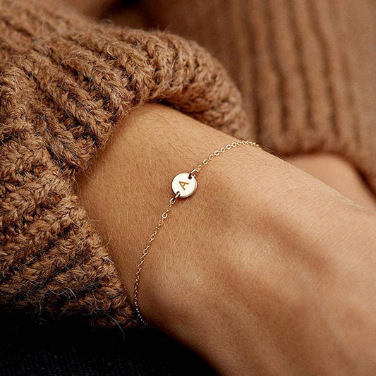 Initial Bracelet in Gold, Engraved Initial Bracelet, Personalized Jewelry Gift, Personalized Gift For Her, Her Personalized Gift, Her Gift