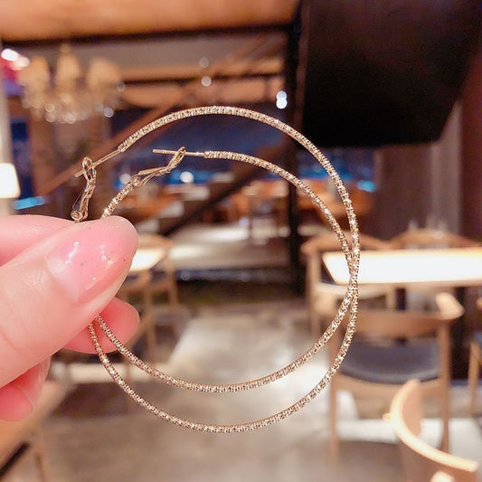 2" Gold Hoop Earrings, Medium Size Gold Hoop Earrings, Sparkly Gold Hoop Earrings, Textured Gold Hoop Earrings, Trendy Gold Hoop Earrings