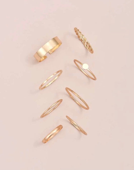 8 Piece Gold Ring Set