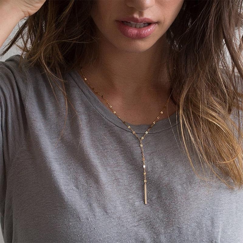 Gold Lariat Chain Necklace, Hypoallergenic Necklace, Tarnish Resistant Waterproof Necklace, Daily Wear Necklace, Affordable Quality Jewelry