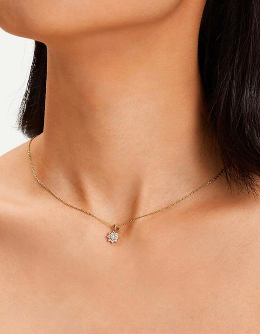 Delicate & Sweet Rhinestone Flower Necklace, Gold Rhinestone Flower Necklace, Flower Mothers Day Gift, Flower Jewelry Gift Idea, Flower